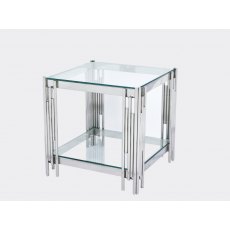 Belini End Table - Glass and Stainless Steel