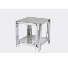 Belini End Table - Sintered Stone and Stainless Steel