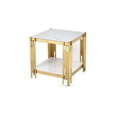 Belini End Table - Sintered Stone and Gold