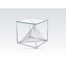 Calabria End Table - Glass and Stainless Steel