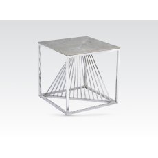 Calabria End Table - Sintered Stone and Stainless Steel