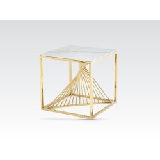 Calabria End Table - Sintered Stone and Gold